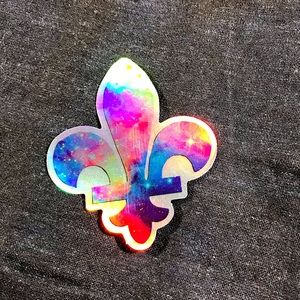 Fleur de Lis Metallic Prismatic Rainbow Reflective Sticker